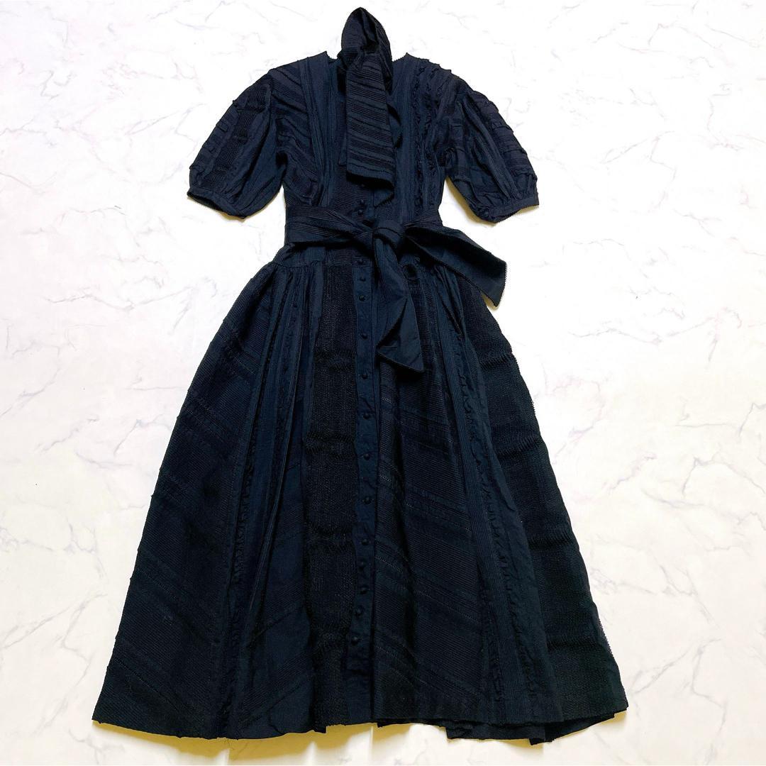 美品 カネコイサオ コットンロングワンピース リボン はおり マキシ丈 F