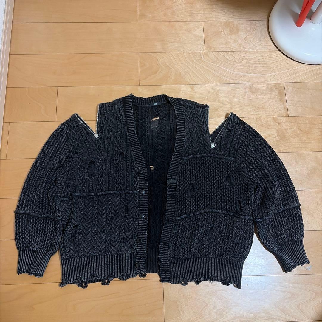 HARE BIGダメージZIPカーディガン(ブラック系その他)