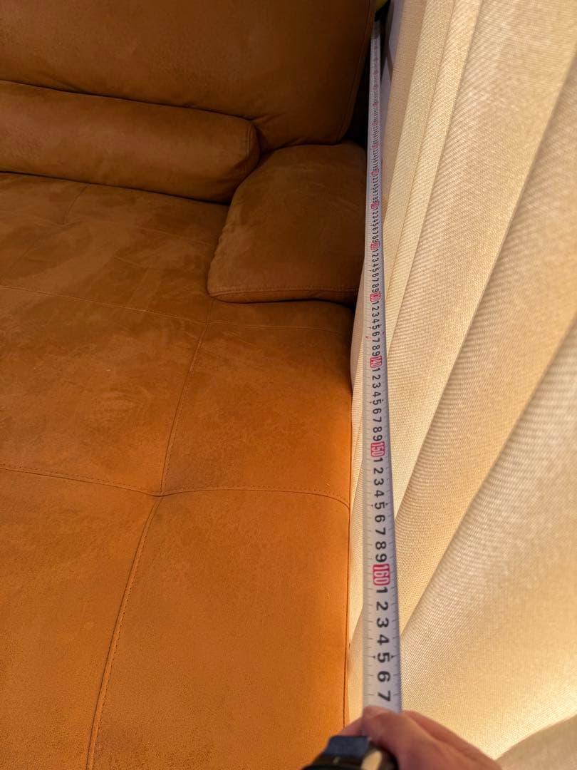 ブラウン スエード調 L字型ソファ