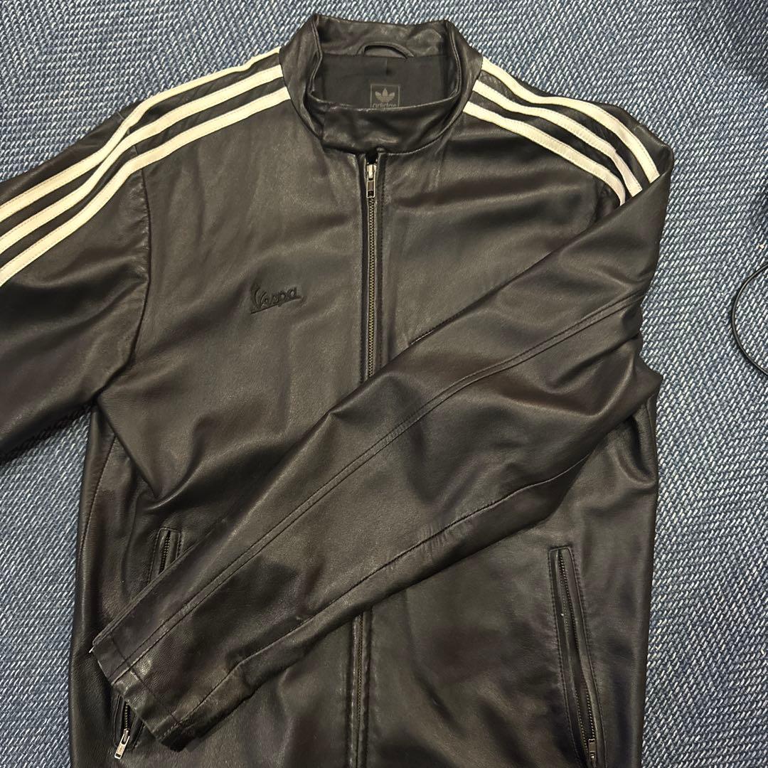 adidas ブラック レザージャケット L ベスパ