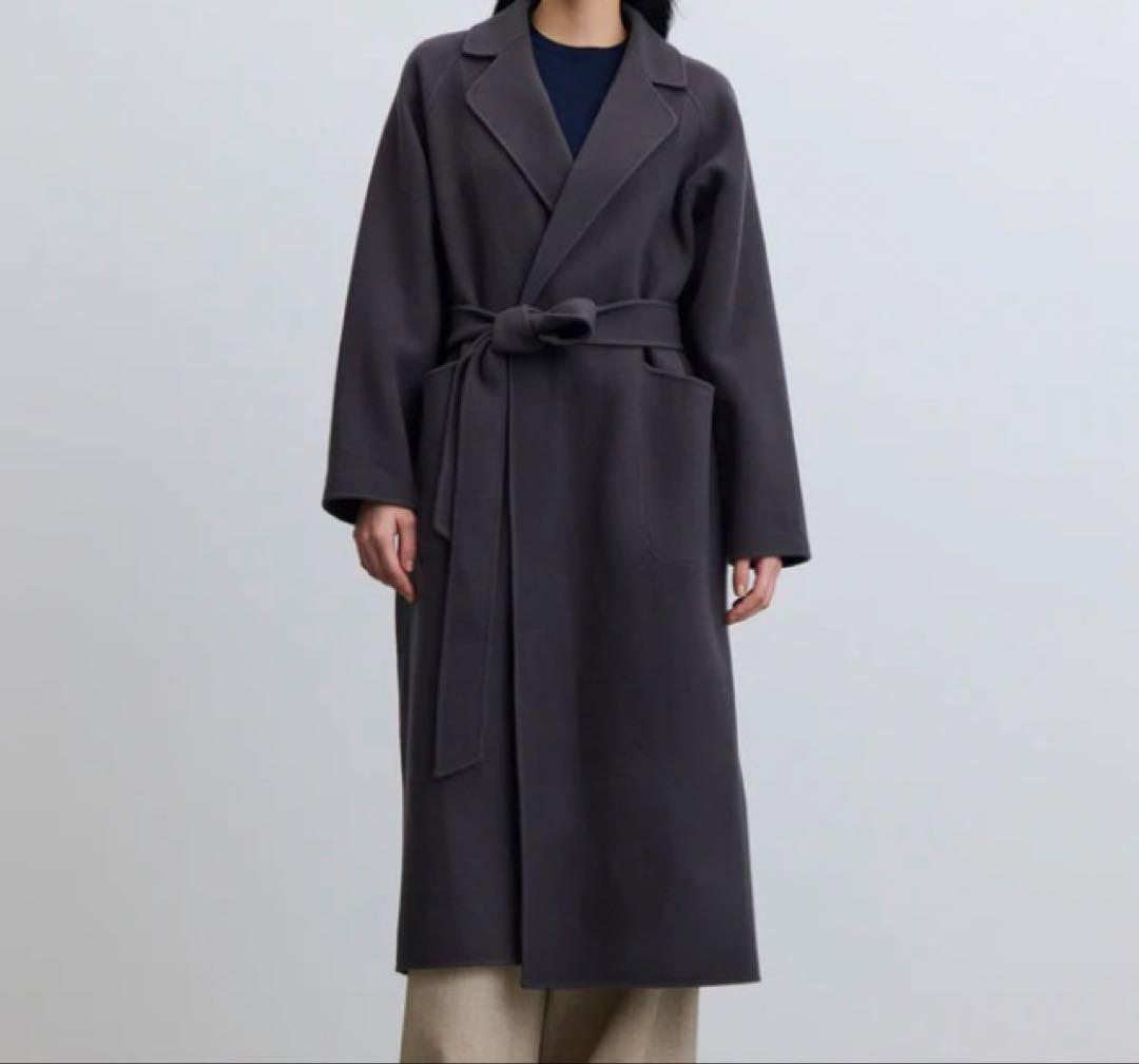 SOÉJU ソージュ ウールリバーローブコート ベルト チャコールグレー S