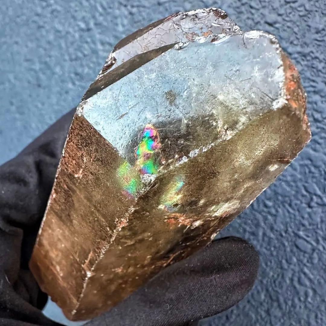 高透明度❗️浄化❗️レインボー☆魔除スモーキーシトリン水晶クラスター天然石A1494