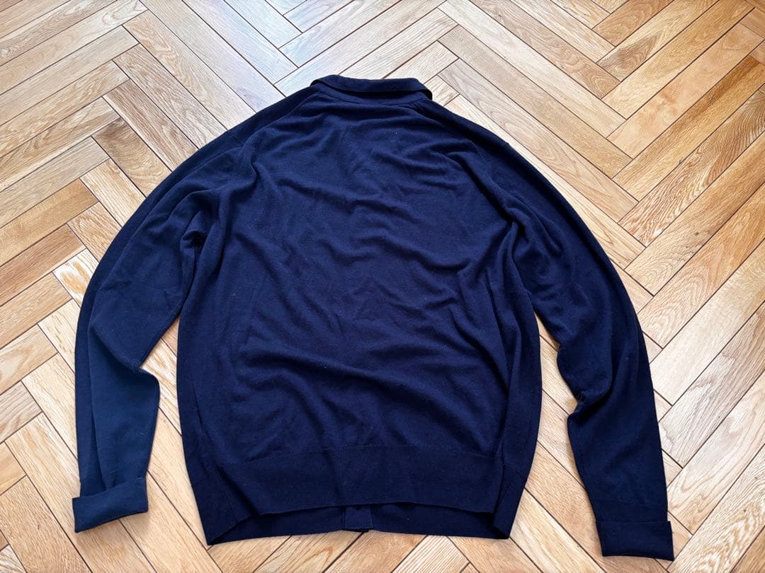 JOHN SMEDLEY ネイビー カーディガン　L 襟付き