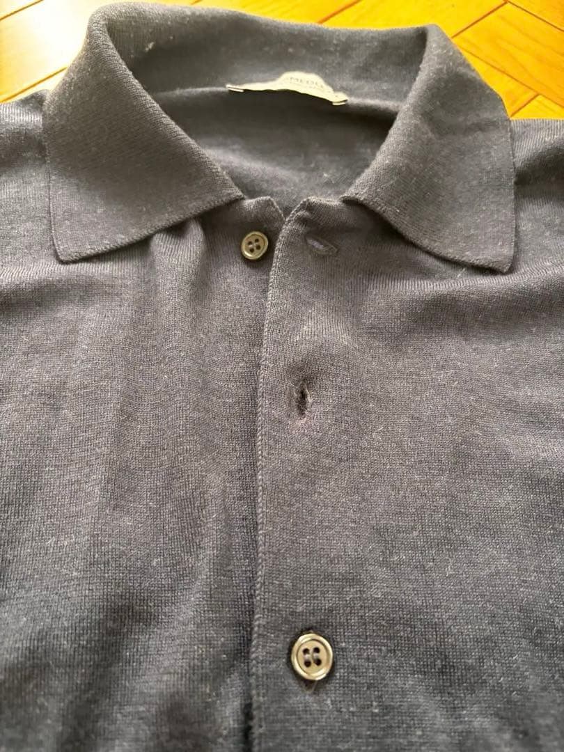 JOHN SMEDLEY ネイビー カーディガン　L 襟付き