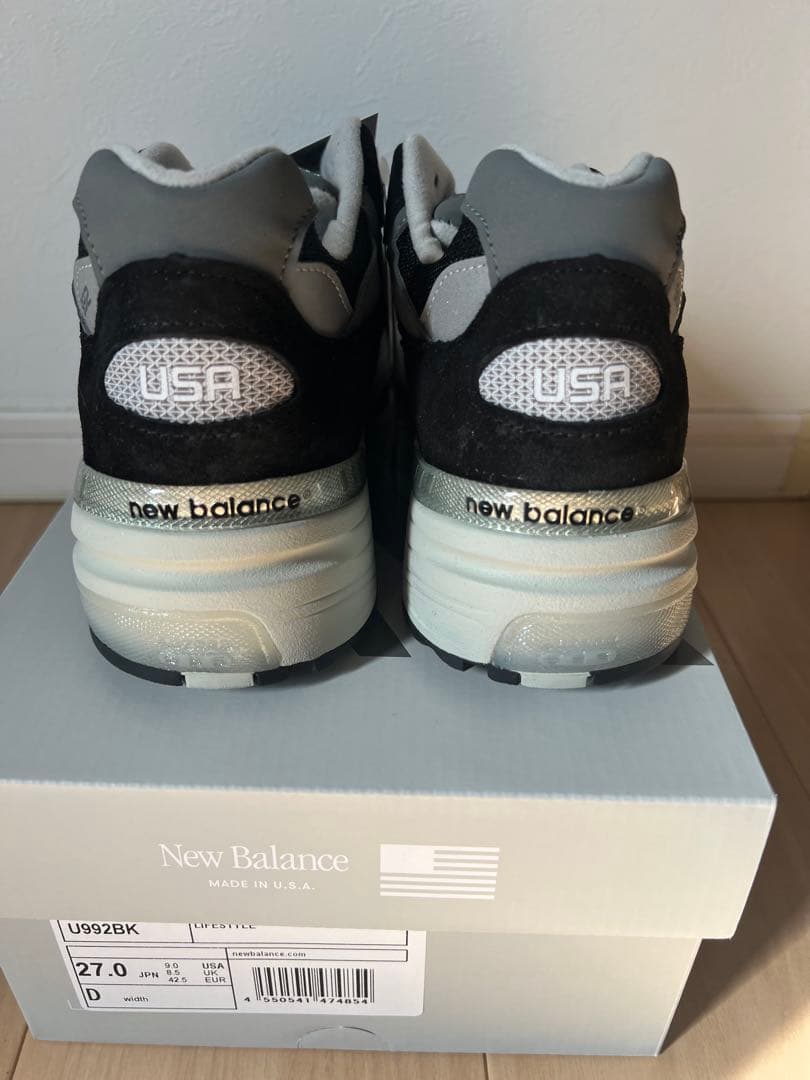 New Balance U992BK 27.0cm ブラック/グレー