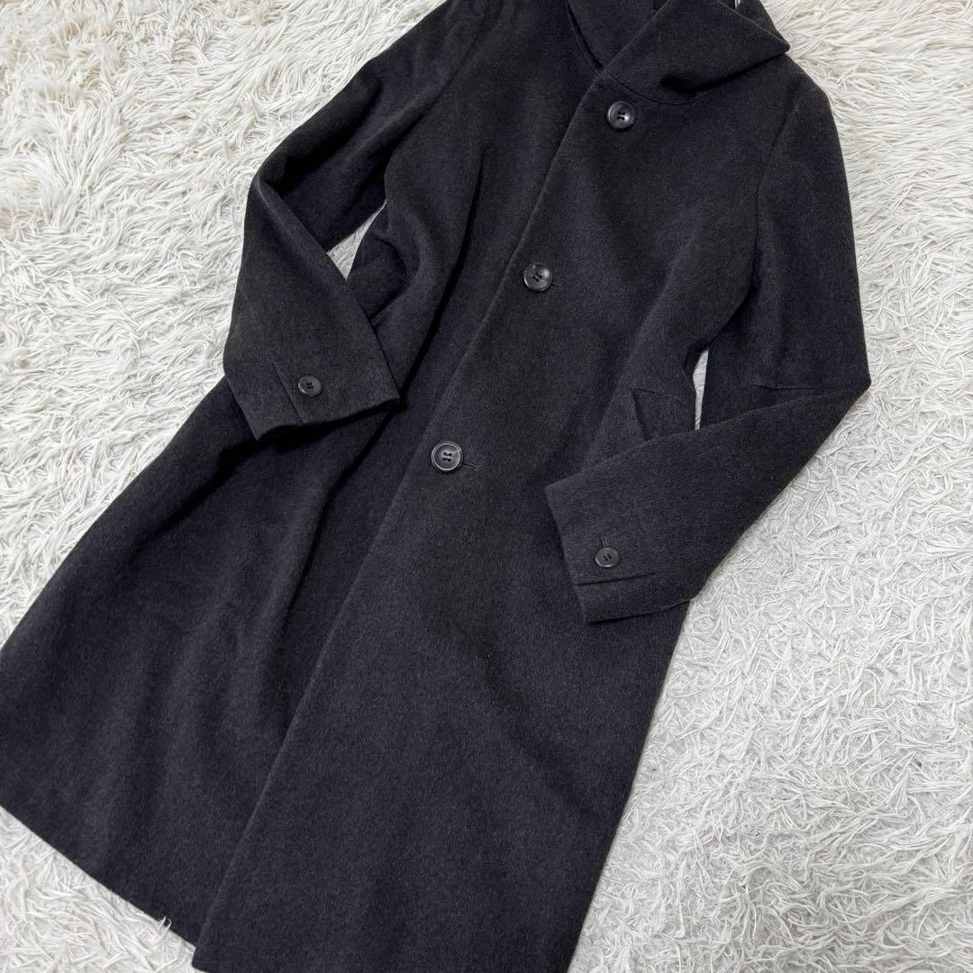 GALERIE VIE✨カシミヤ100 ロングコートショールカラー　ダークグレー