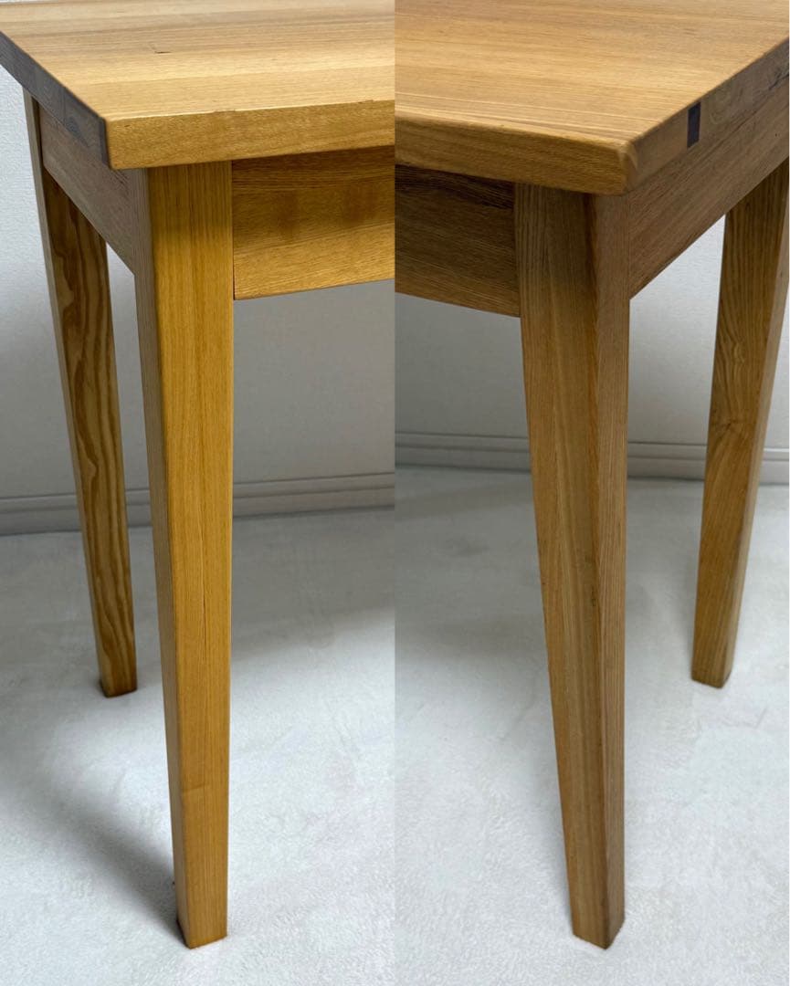 無印良品　無垢　タモ材　木製　パーソナルデスク　引き出し付き　机