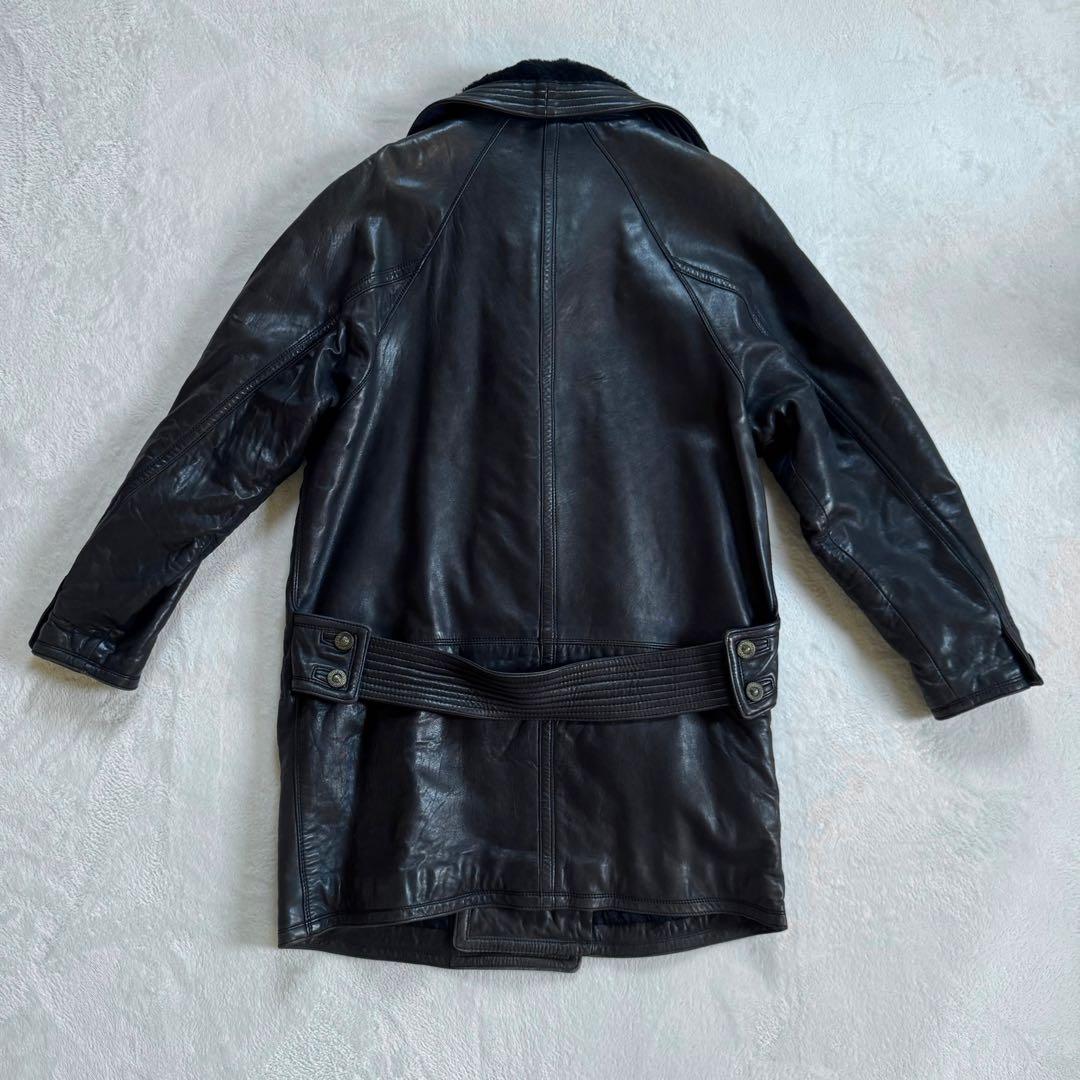 GIANNI VERSACE レザートレンチコート ダブル ロング丈　メデューサ