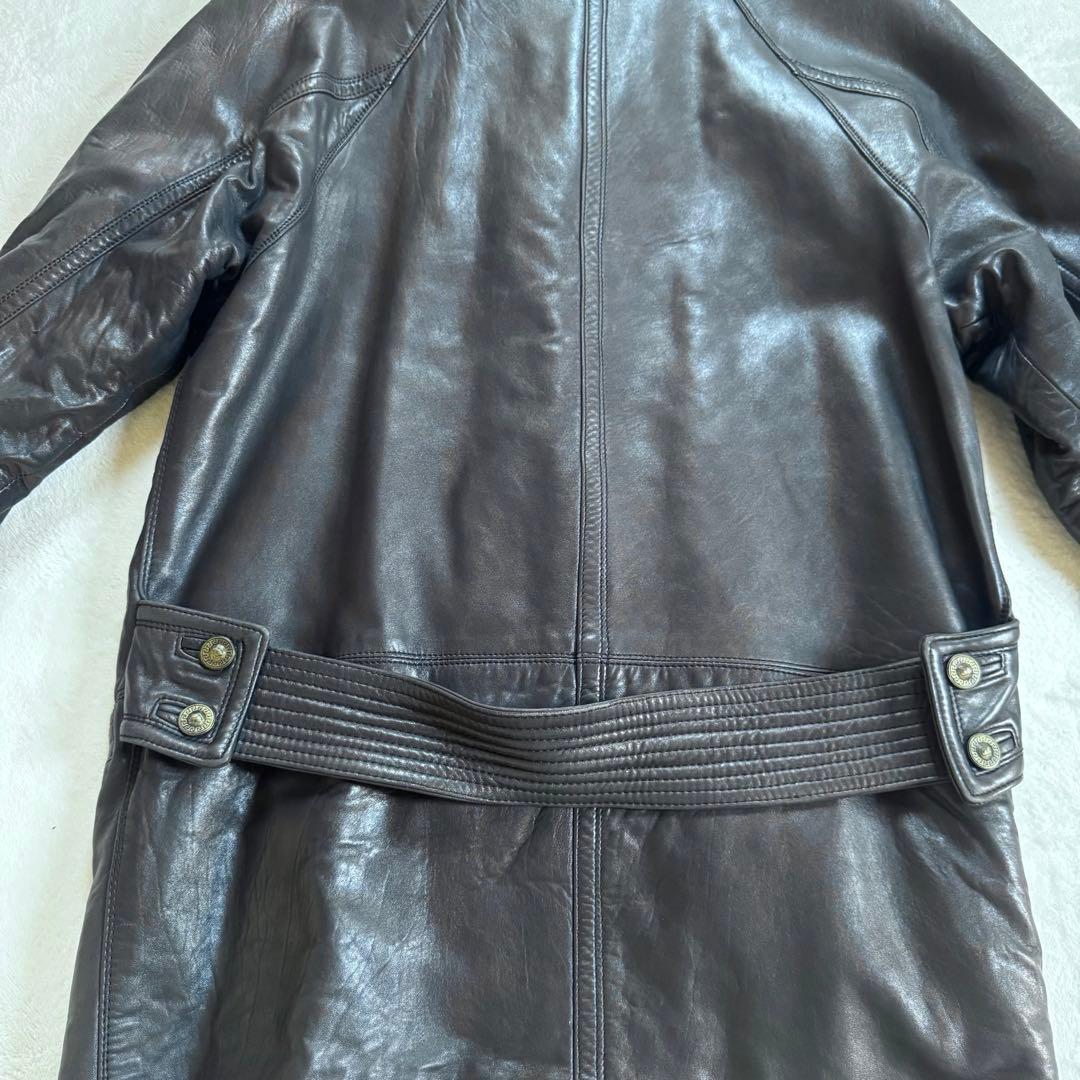 GIANNI VERSACE レザートレンチコート ダブル ロング丈　メデューサ