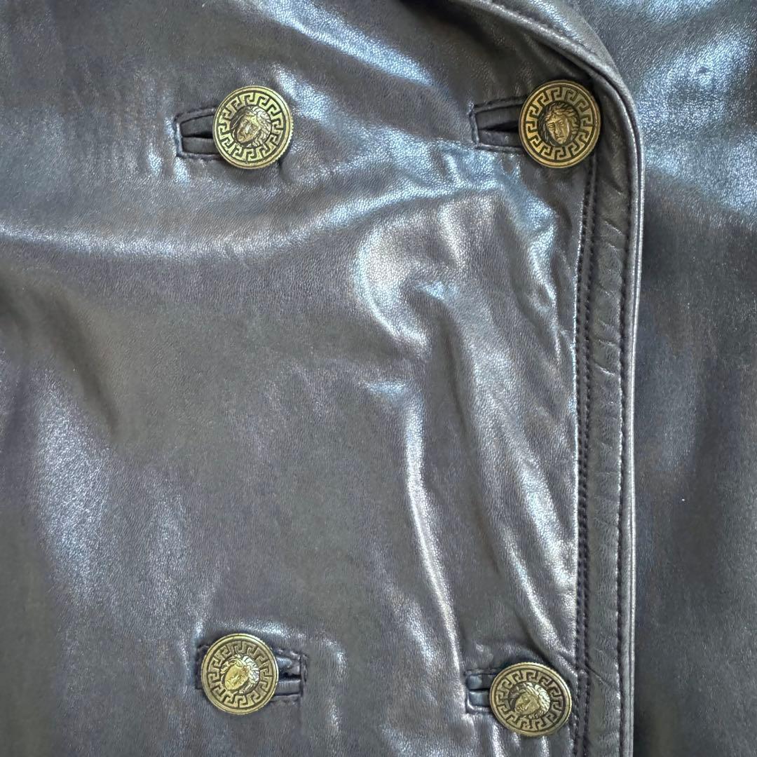 GIANNI VERSACE レザートレンチコート ダブル ロング丈　メデューサ