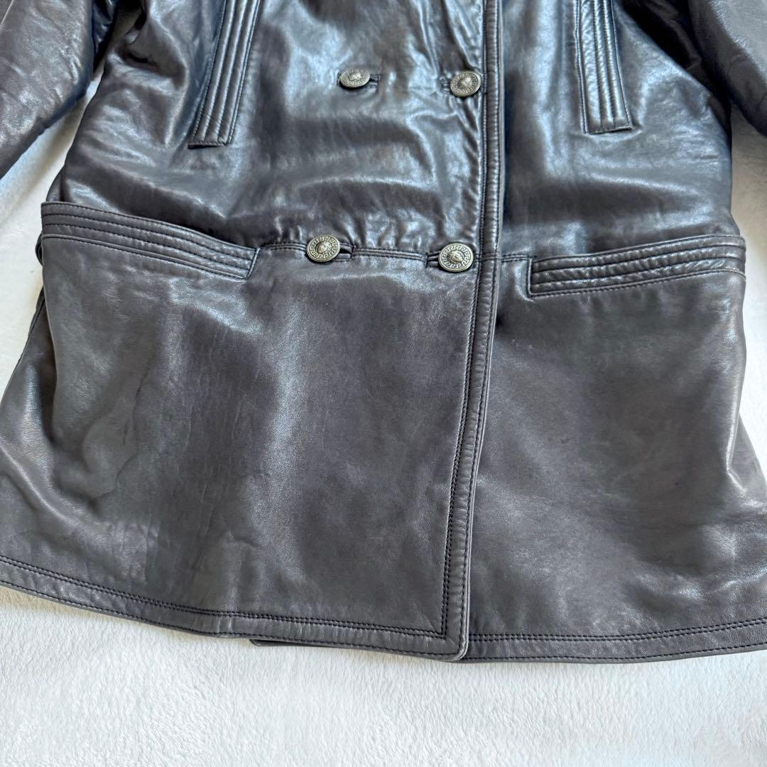 GIANNI VERSACE レザートレンチコート ダブル ロング丈　メデューサ