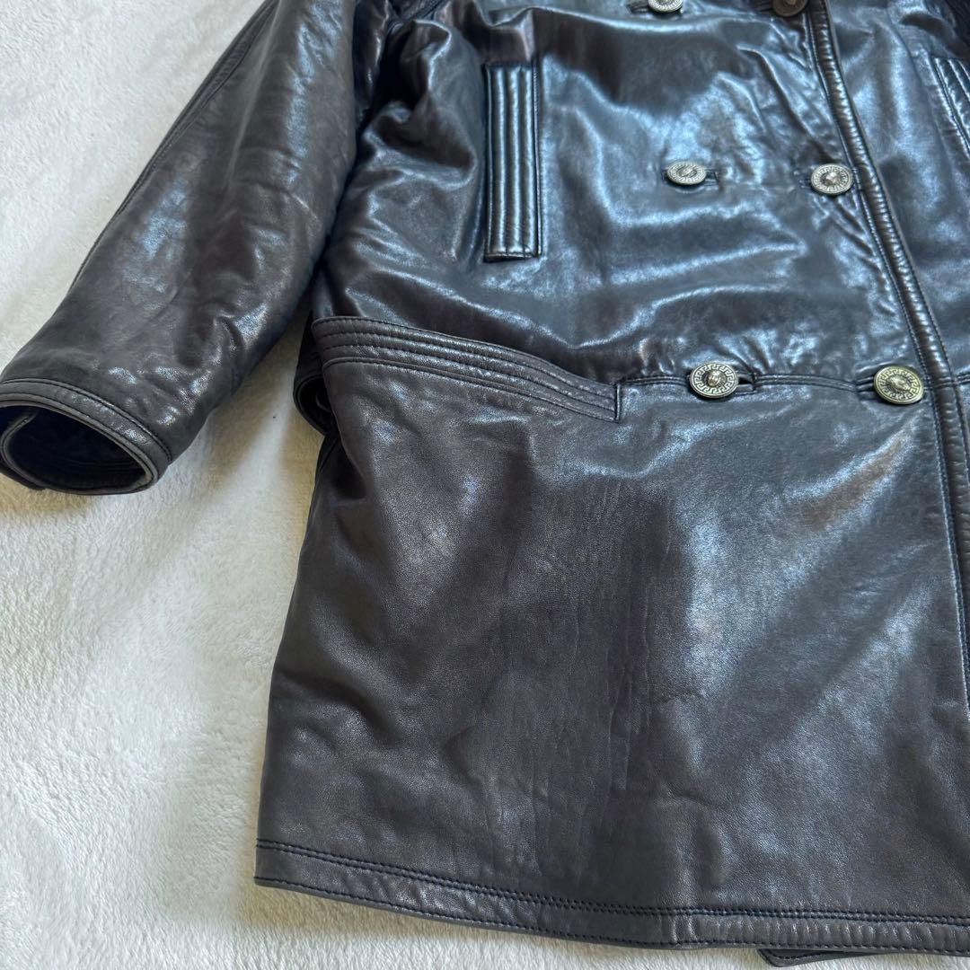 GIANNI VERSACE レザートレンチコート ダブル ロング丈　メデューサ