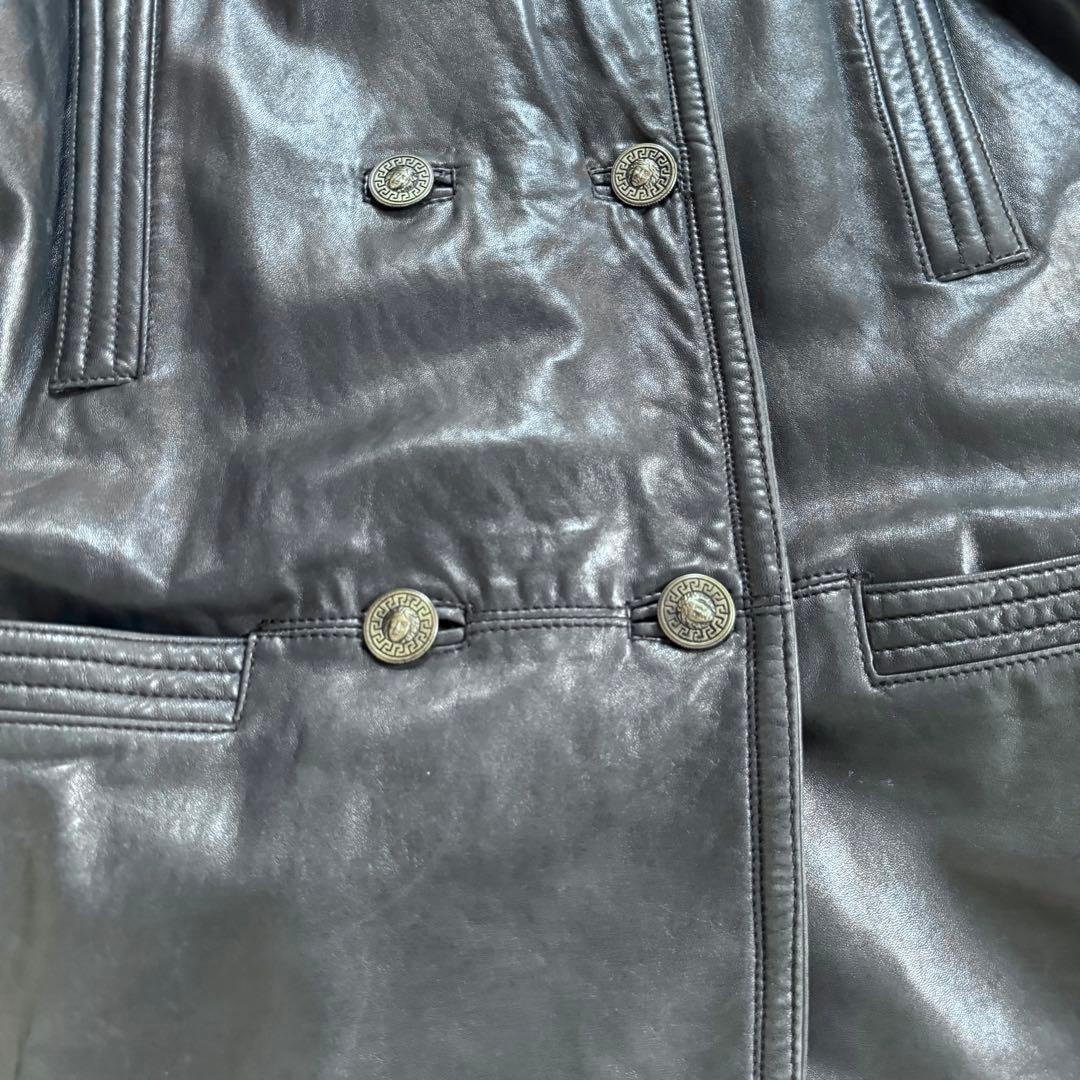 GIANNI VERSACE レザートレンチコート ダブル ロング丈　メデューサ