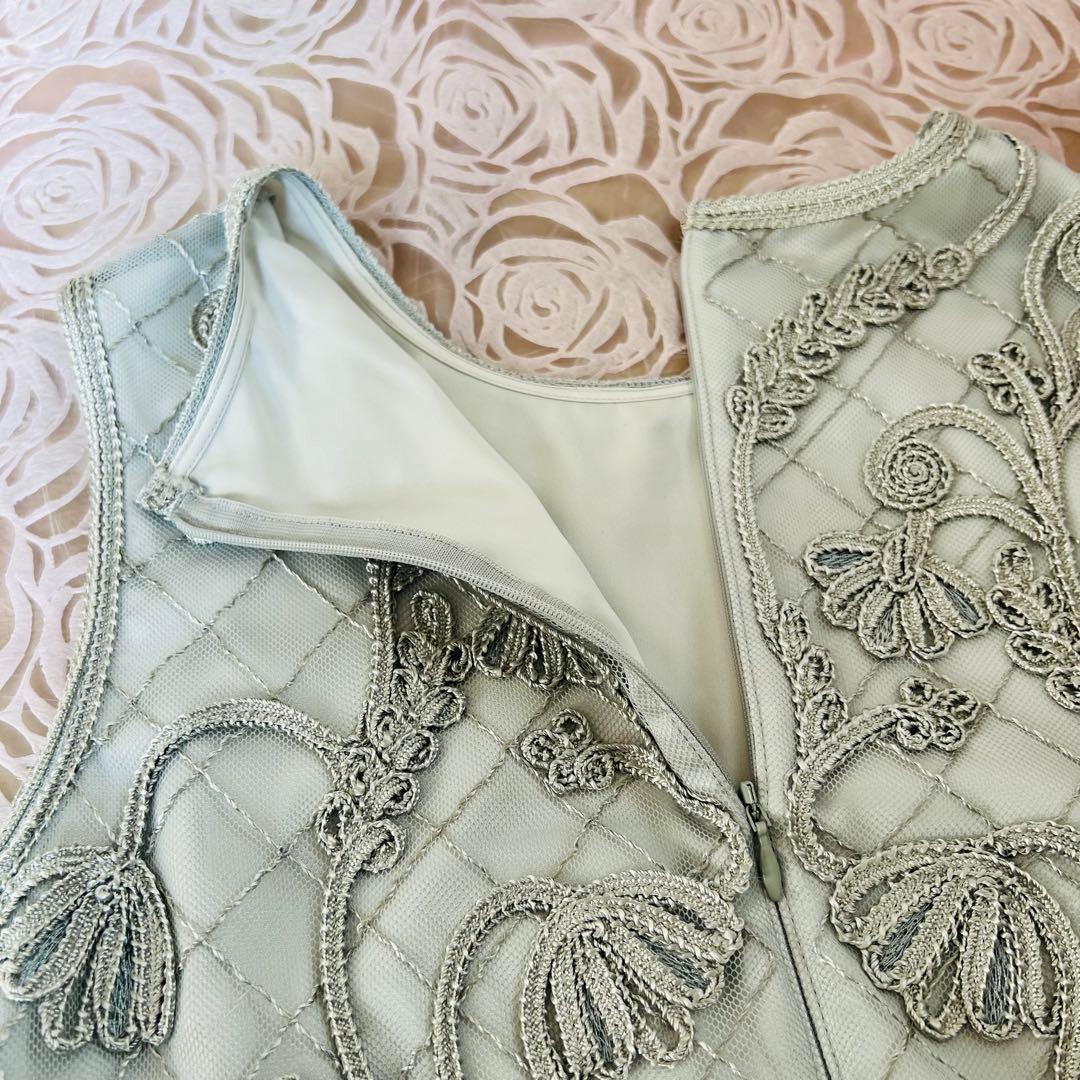 美品★ANAYI アナイ　ワンピース　テープ刺繍 ドレス【36】 シルバーグレー
