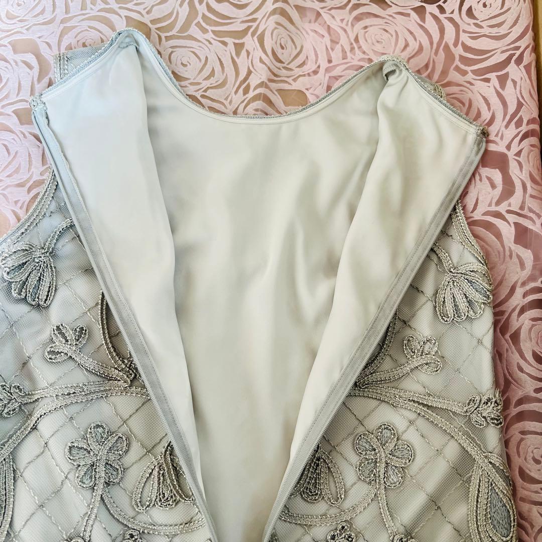 美品★ANAYI アナイ　ワンピース　テープ刺繍 ドレス【36】 シルバーグレー