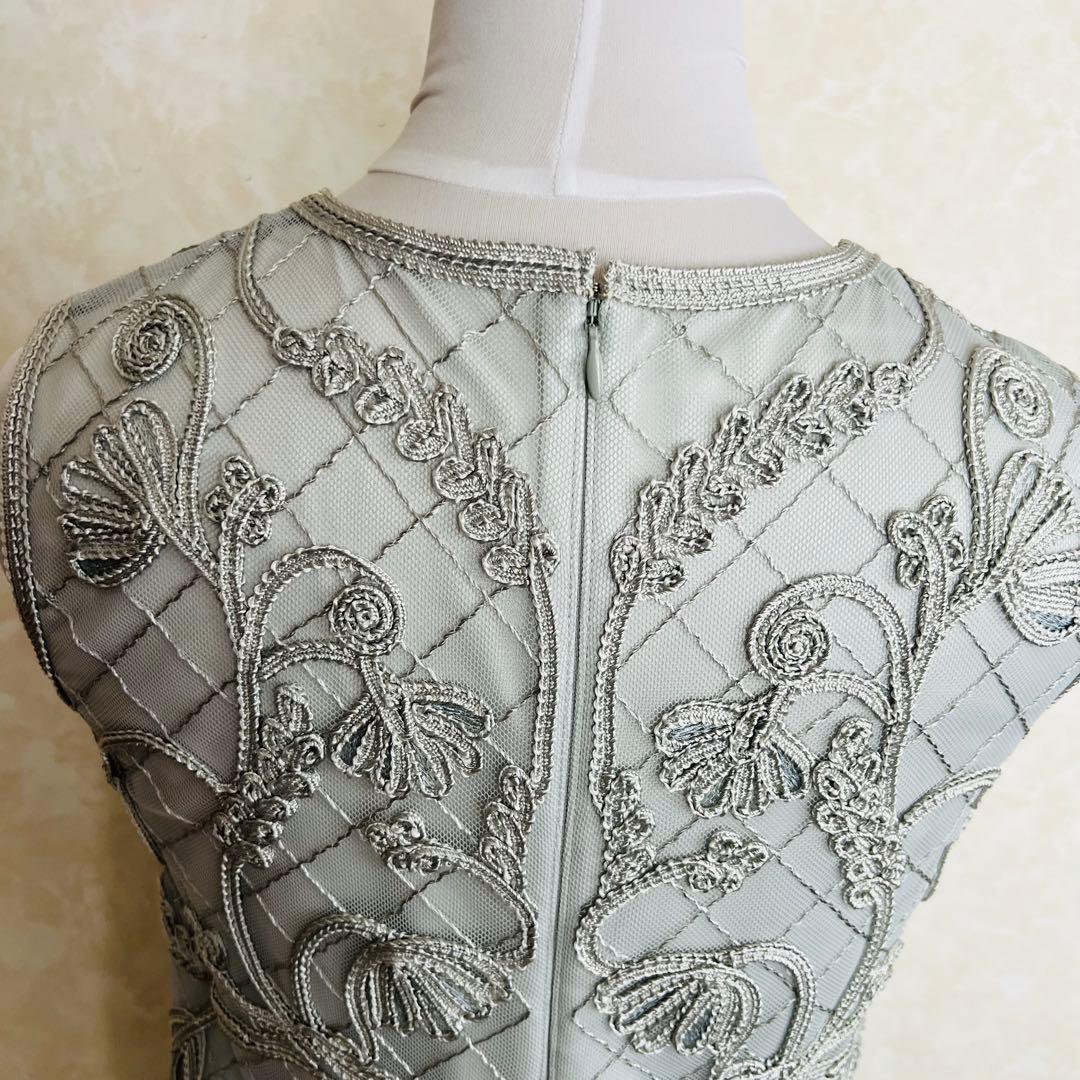美品★ANAYI アナイ　ワンピース　テープ刺繍 ドレス【36】 シルバーグレー