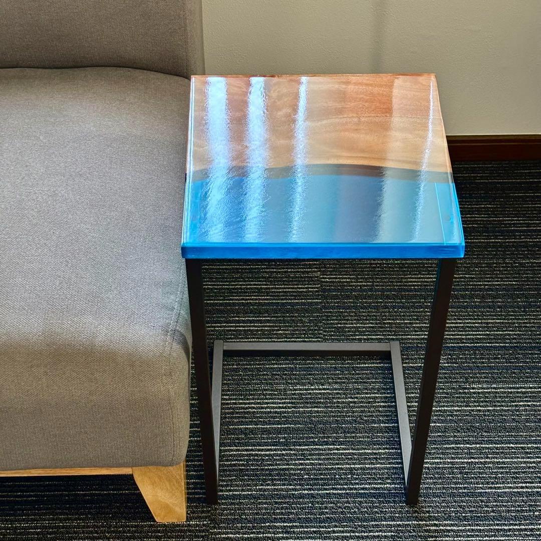 サイドテーブル レジン アイアン 木製 コの字 おしゃれ ミニ 一枚板 北欧