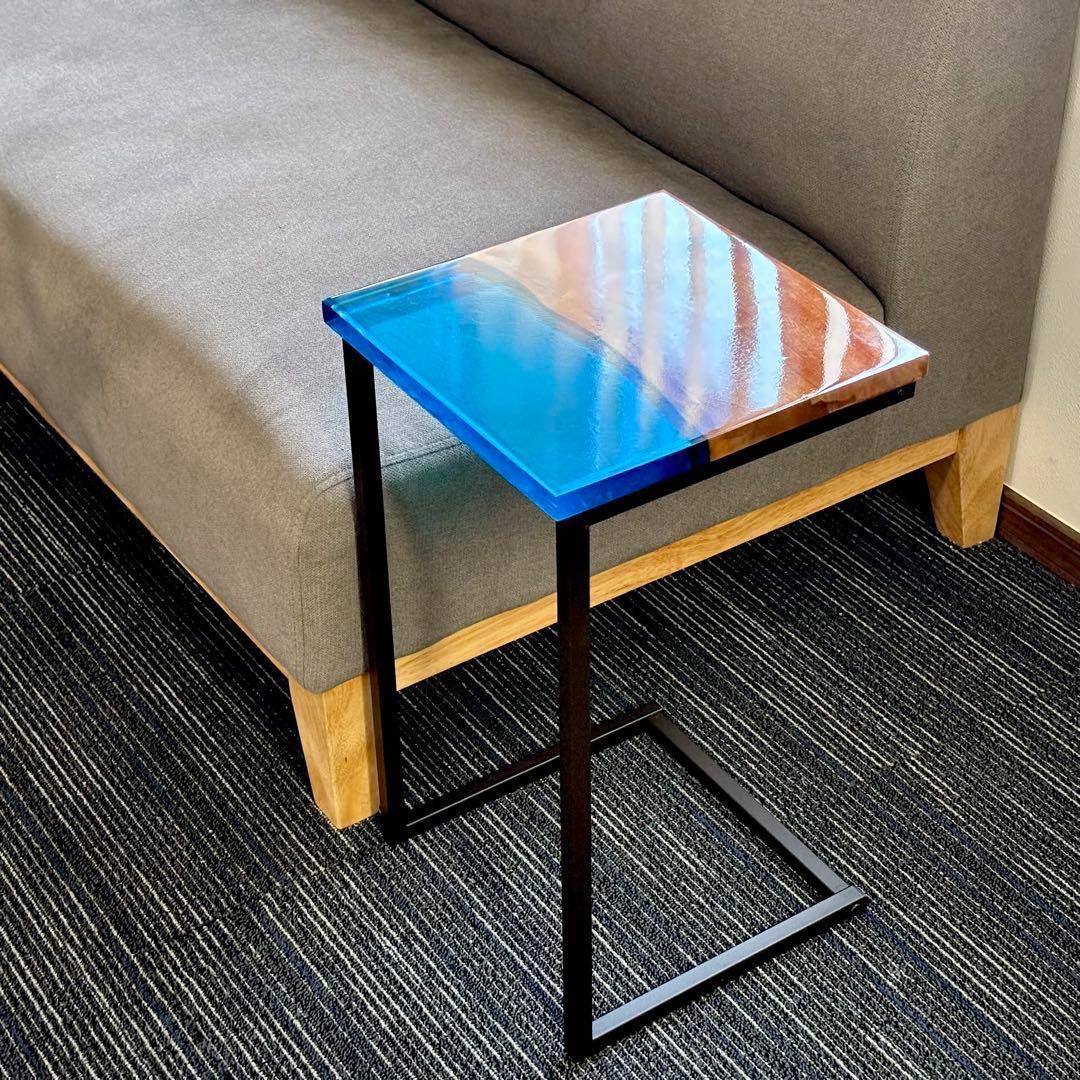 サイドテーブル レジン アイアン 木製 コの字 おしゃれ ミニ 一枚板 北欧