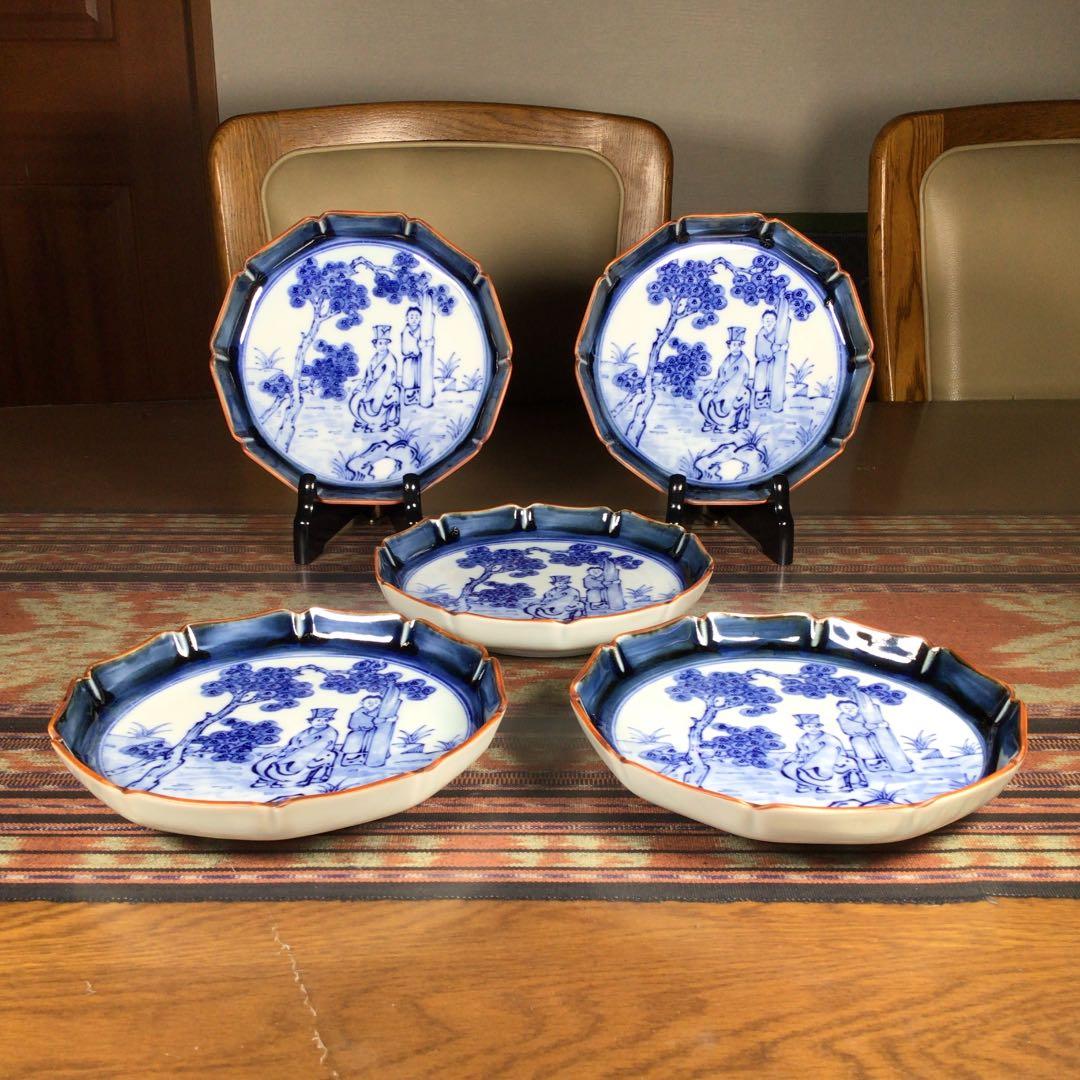 『未使用・小難』　陶楽　脚付　中皿　5枚