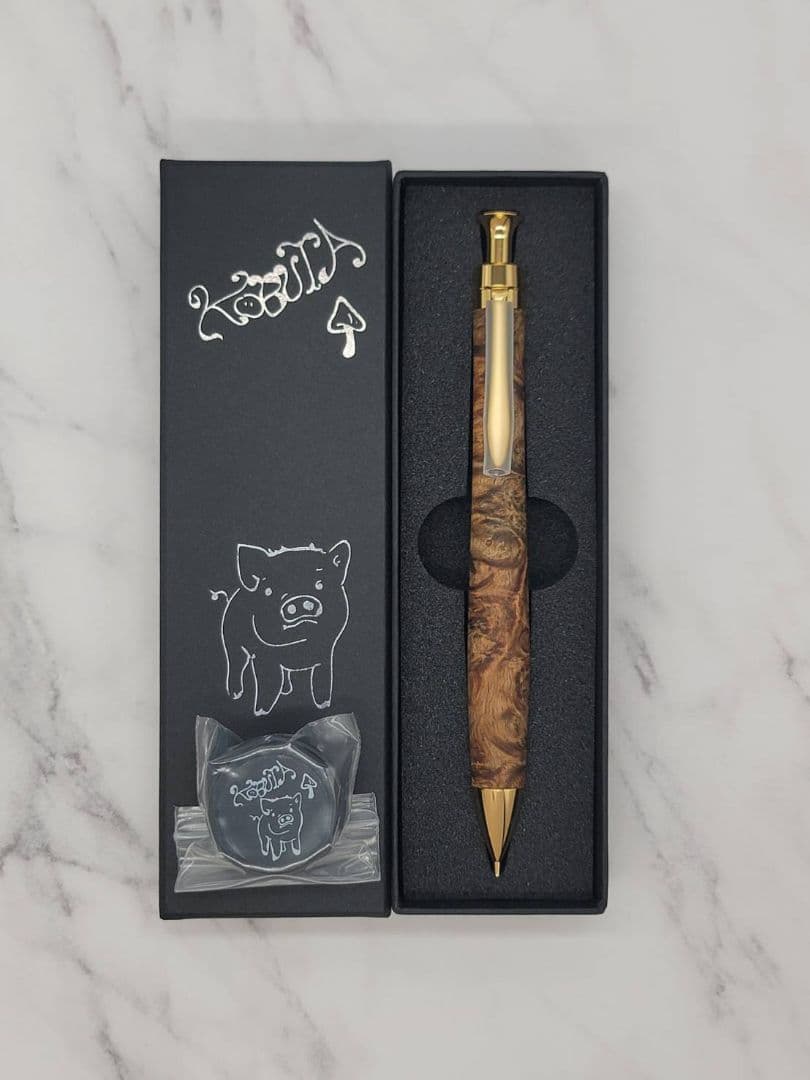 新品　こぶた工房　極上花梨瘤　白瘤+グロテスク　金金具　シャープペンシル0.5