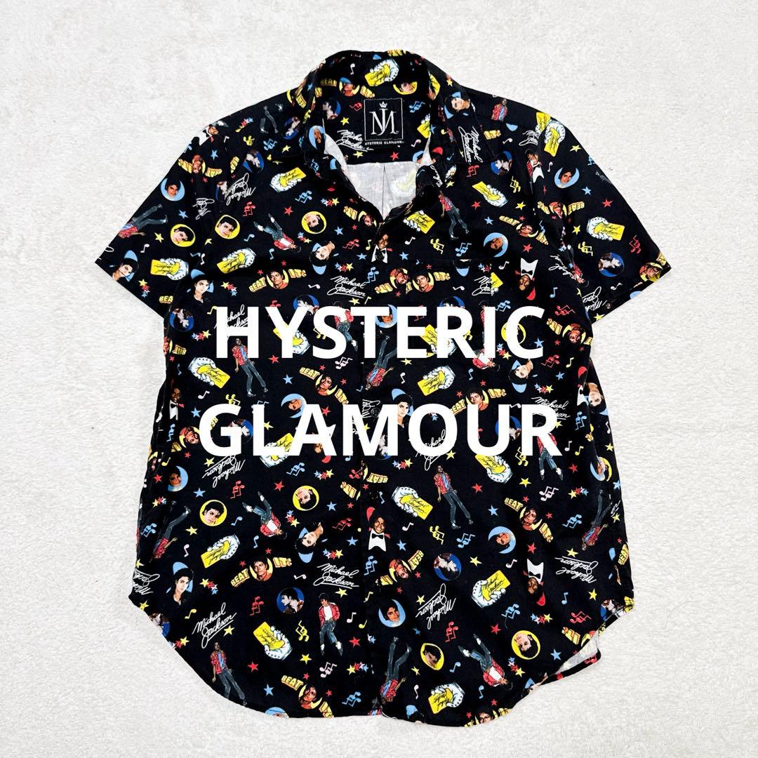 美品 ヒステリックグラマー マイケルジャクソン 総柄 半袖シャツ ブラック M
