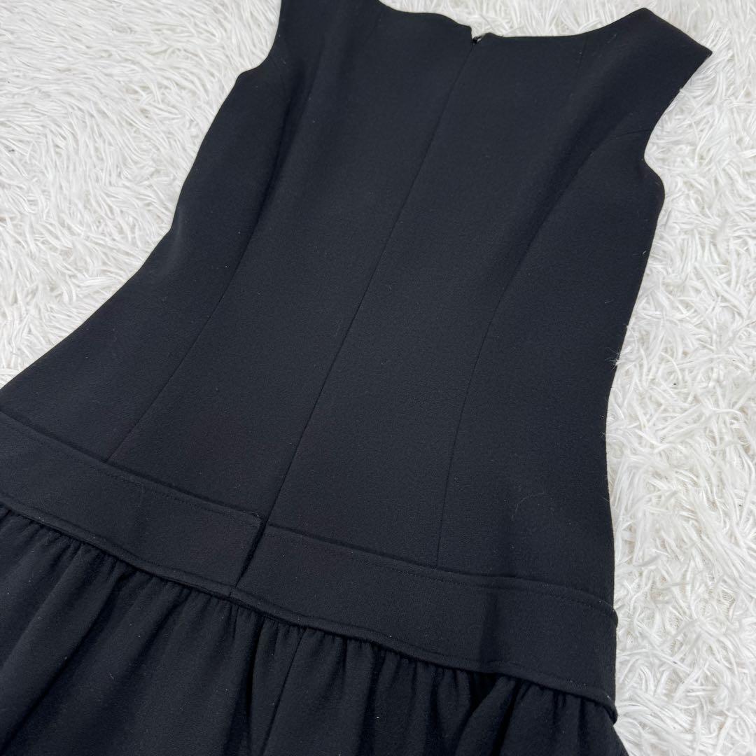 ルネ ワンピース p8 ブラック フレア 美シルエット ウール混 ベルト付き