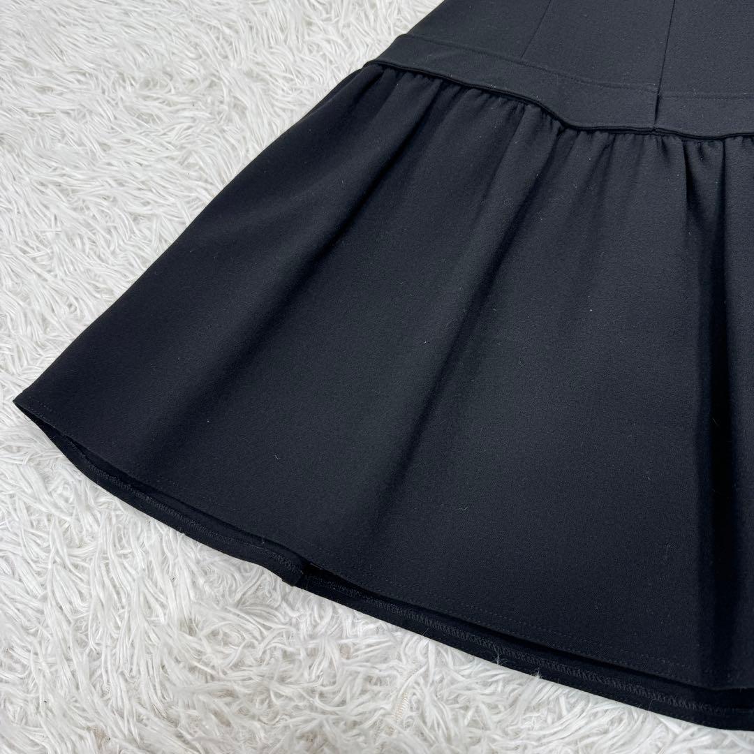 ルネ ワンピース p8 ブラック フレア 美シルエット ウール混 ベルト付き