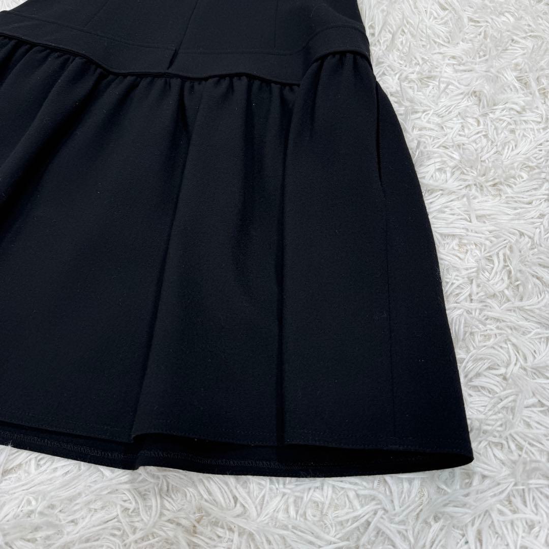 ルネ ワンピース p8 ブラック フレア 美シルエット ウール混 ベルト付き