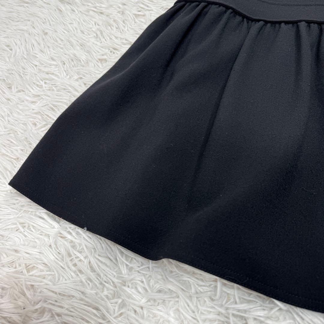 ルネ ワンピース p8 ブラック フレア 美シルエット ウール混 ベルト付き