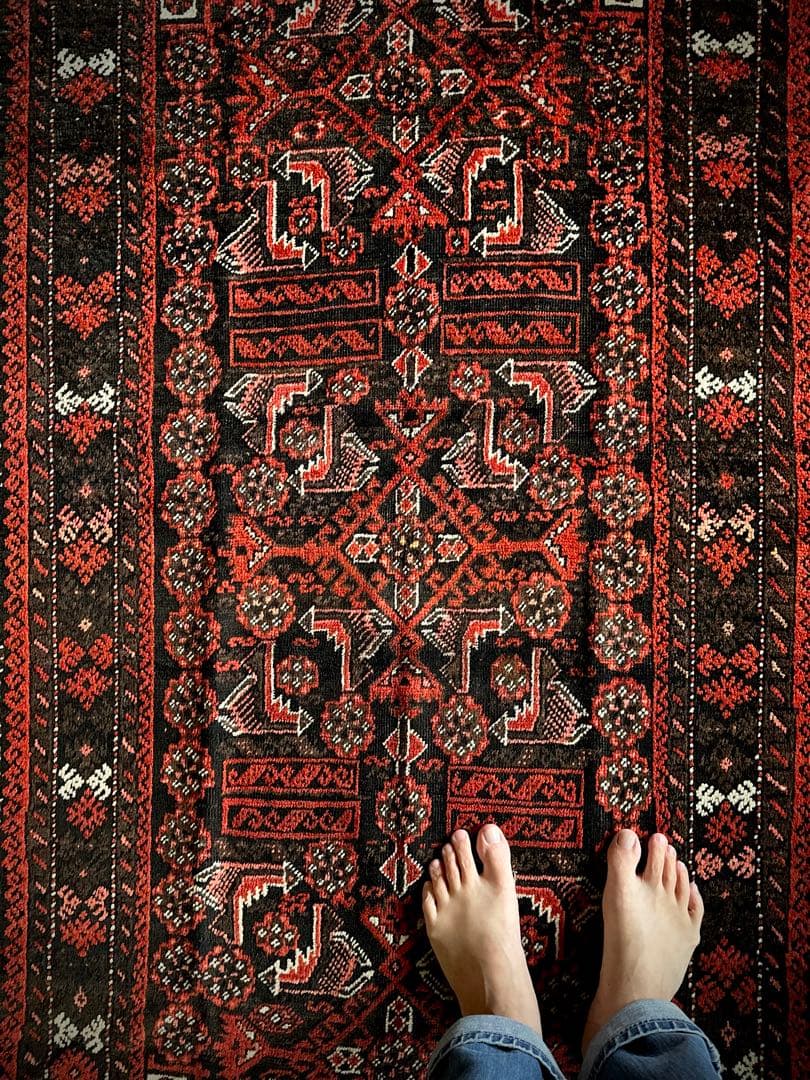 トライバルラグ　ヴィンテージラグ　アンティーク バルーチ　プリミティブアート美品