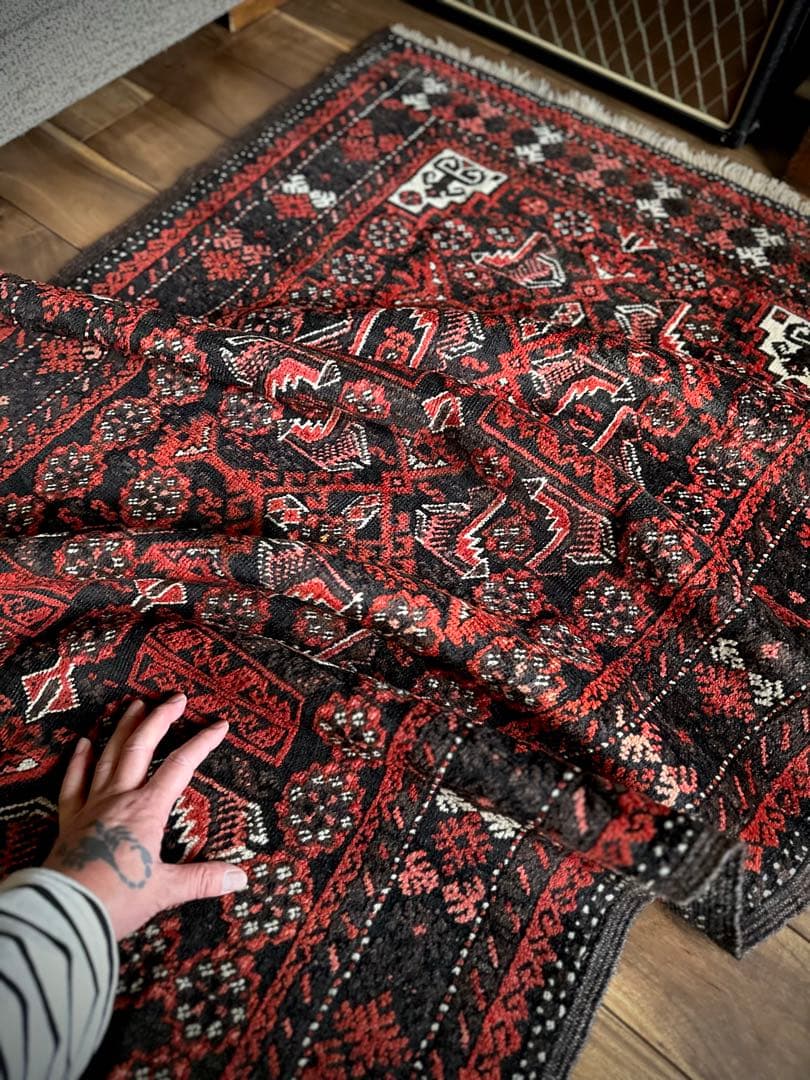 トライバルラグ　ヴィンテージラグ　アンティーク バルーチ　プリミティブアート美品