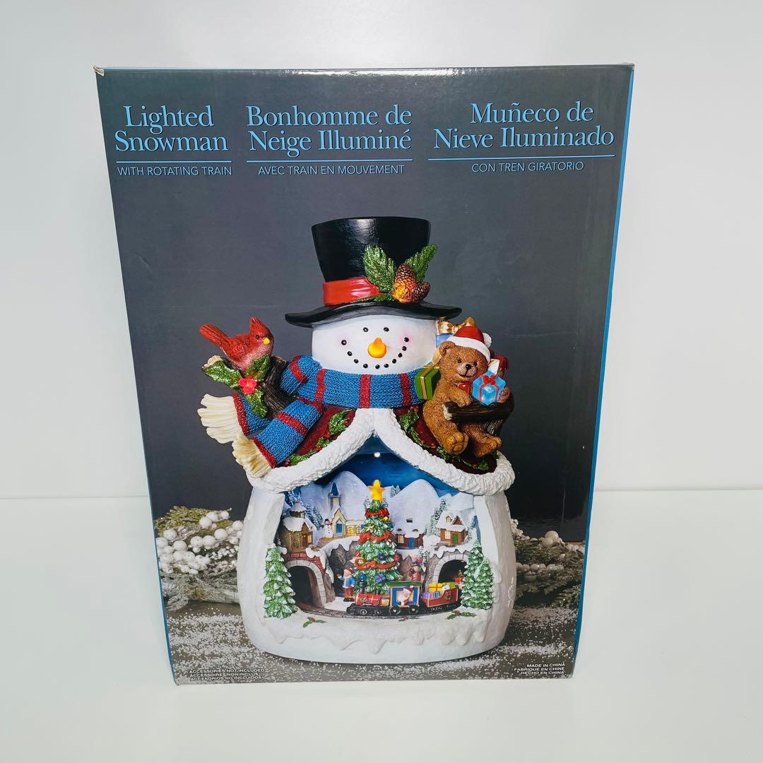 コストコ スノーマン ライトアップ LED オルゴール 列車 箱付き 置物