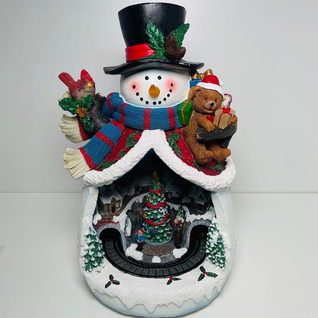 コストコ スノーマン ライトアップ LED オルゴール 列車 箱付き 置物