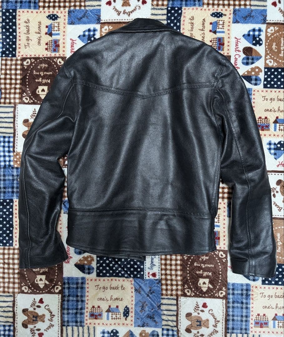Real Leather ダブルライダースジャケット XXL ブラック