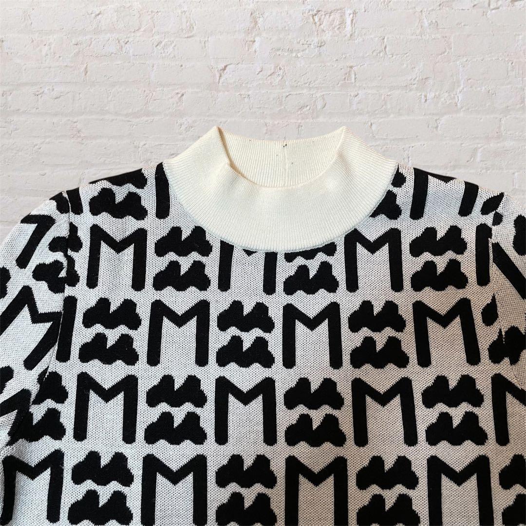 美品　muta MARINE ムータマリン　ウール混　総柄　ニットワンピース　2