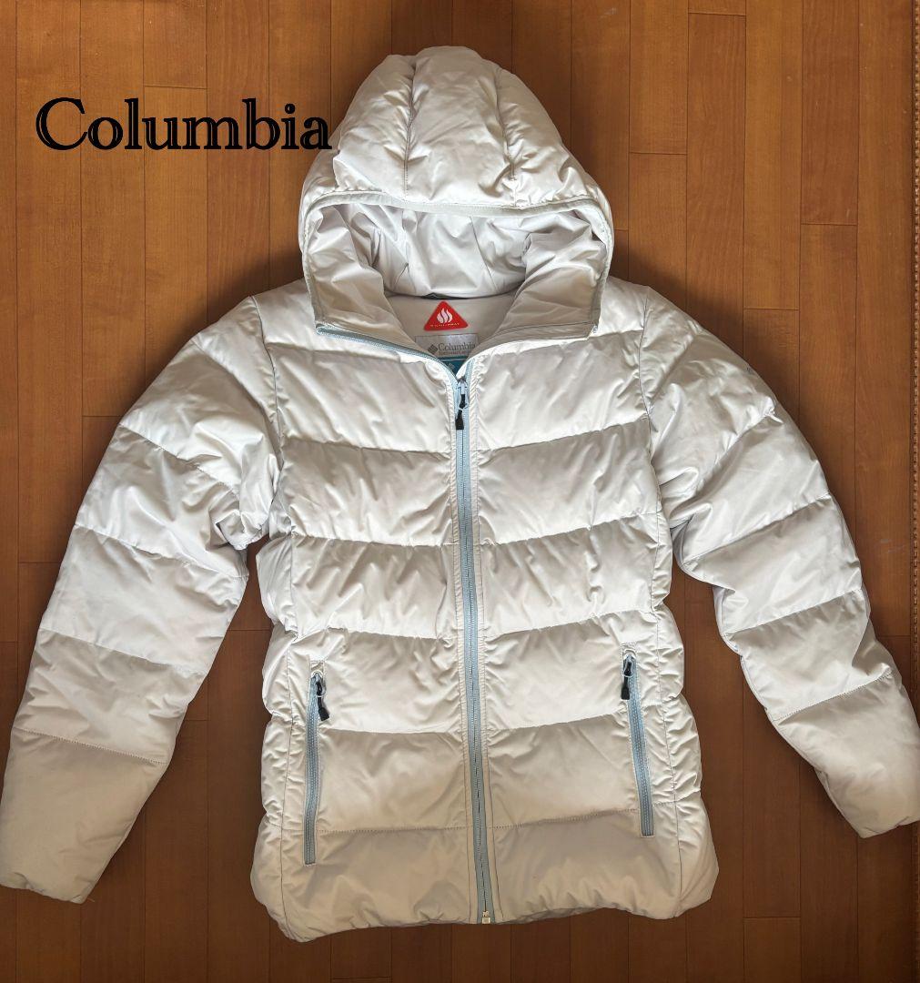 美品 コロンビア Columbia ダウンジャケット ホワイト フード付き