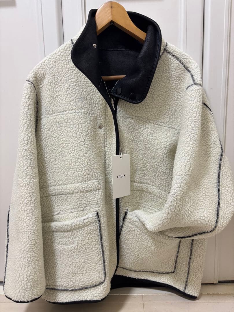 ボアジャケット ブラック・ホワイト・ムートン