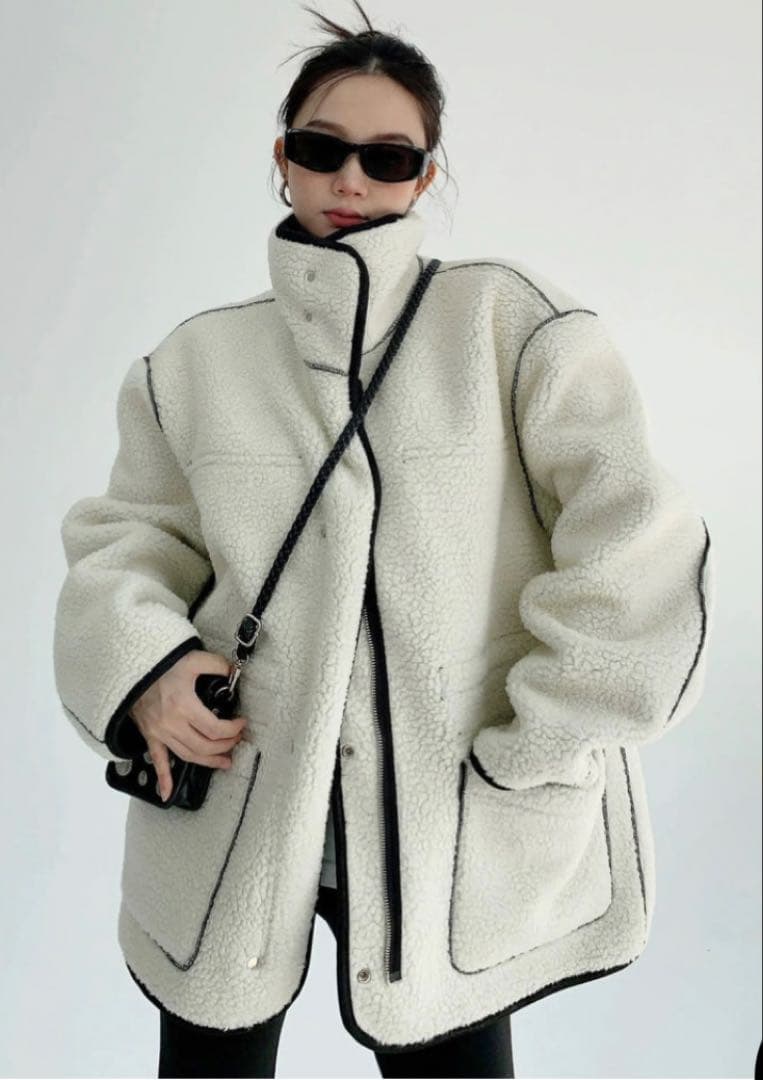 ボアジャケット ブラック・ホワイト・ムートン