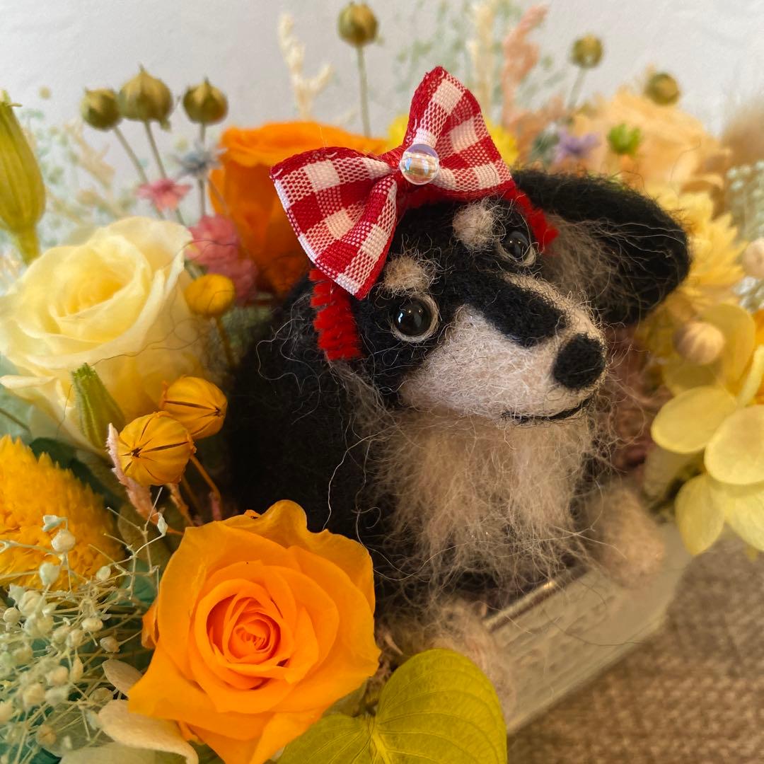 フラワーアレンジ&羊毛フェルトダックスちゃん