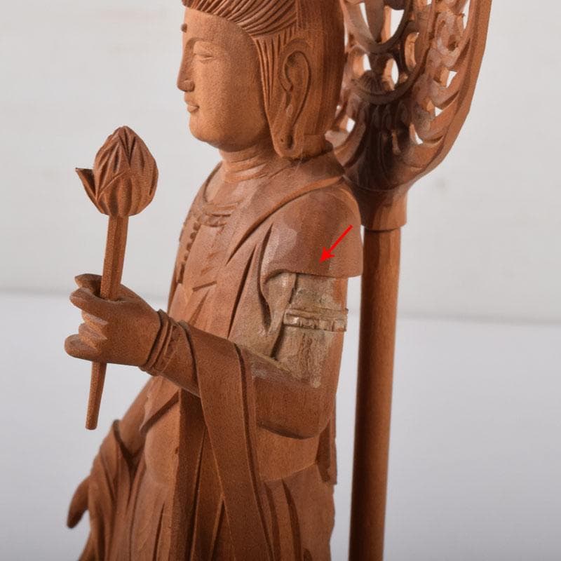 さとだい 武藤英一作　白檀彫　聖観音菩薩像　仏像　置物　共箱　M7615C