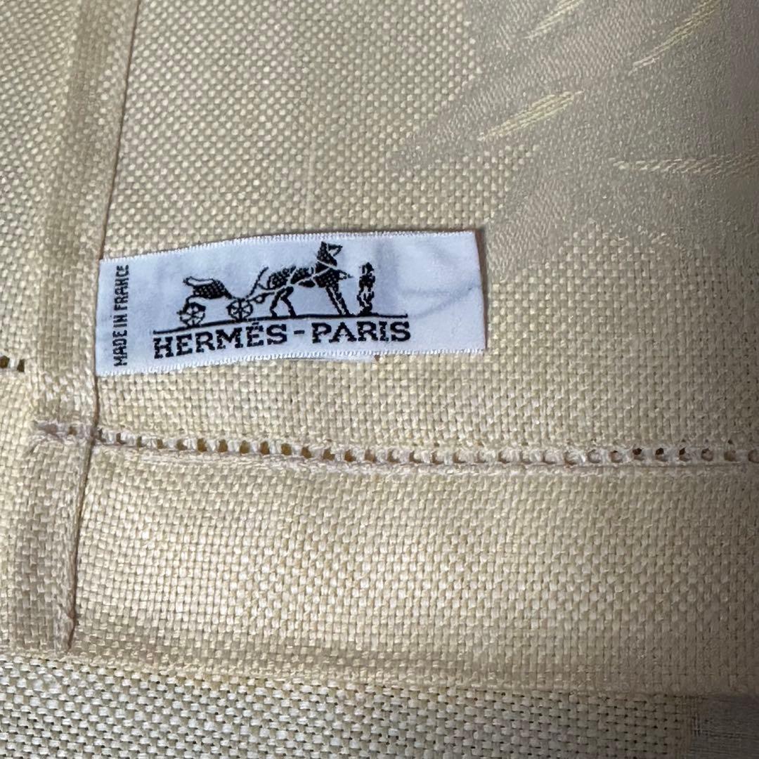 エルメス　馬柄　ホース　テーブルクロス　リネン　麻　ライトイエロー　黄色　未使用