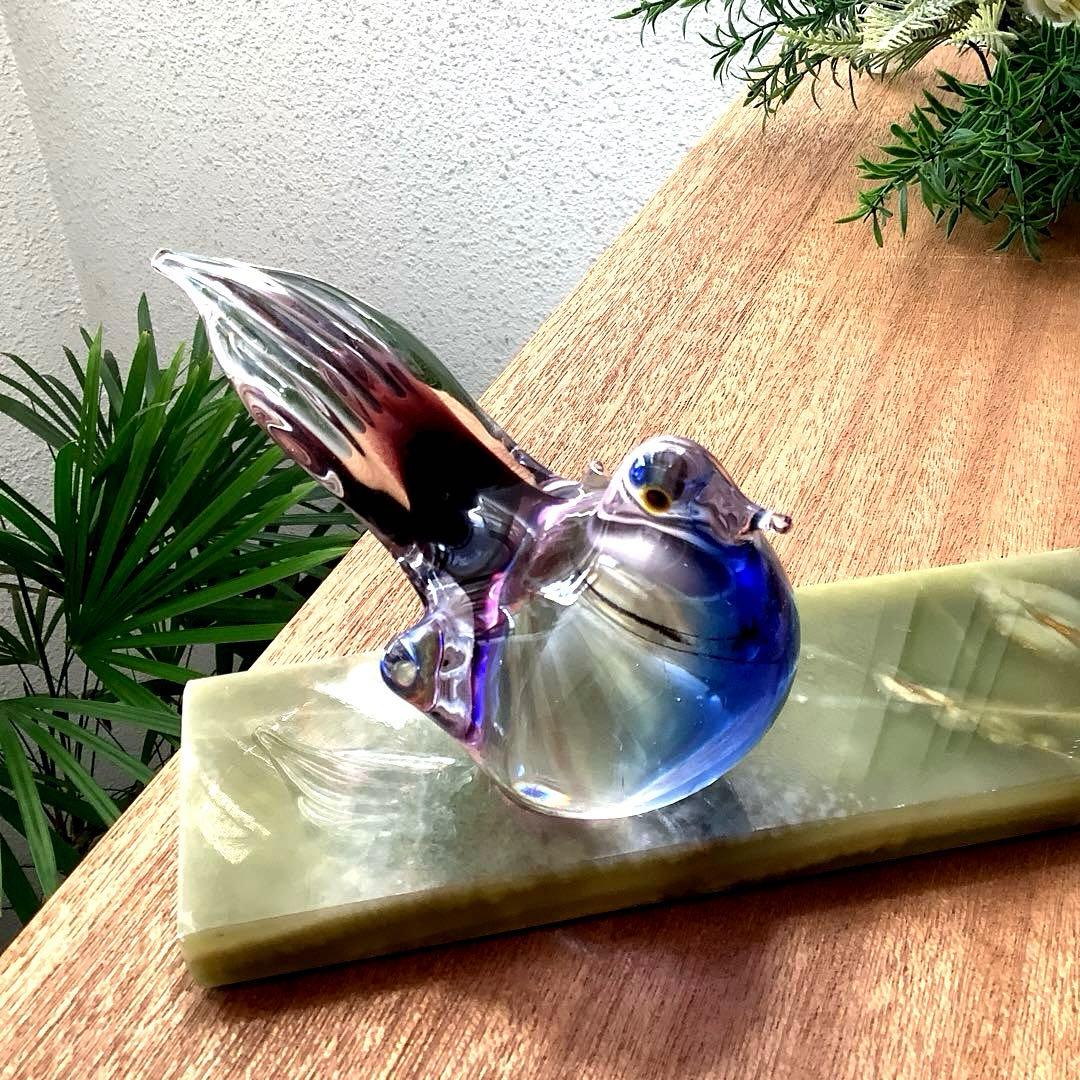 Malti Glass 【Love Birds/ラヴ　バード】台座付　ガラス工芸