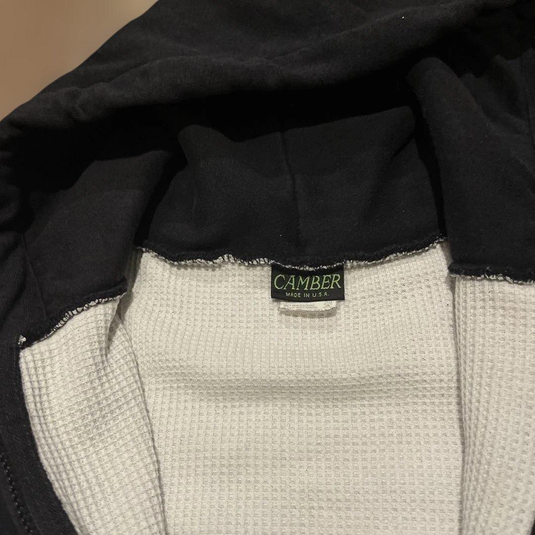 90s USA製 CAMBER 裏サーマル ジップパーカー　ブラック