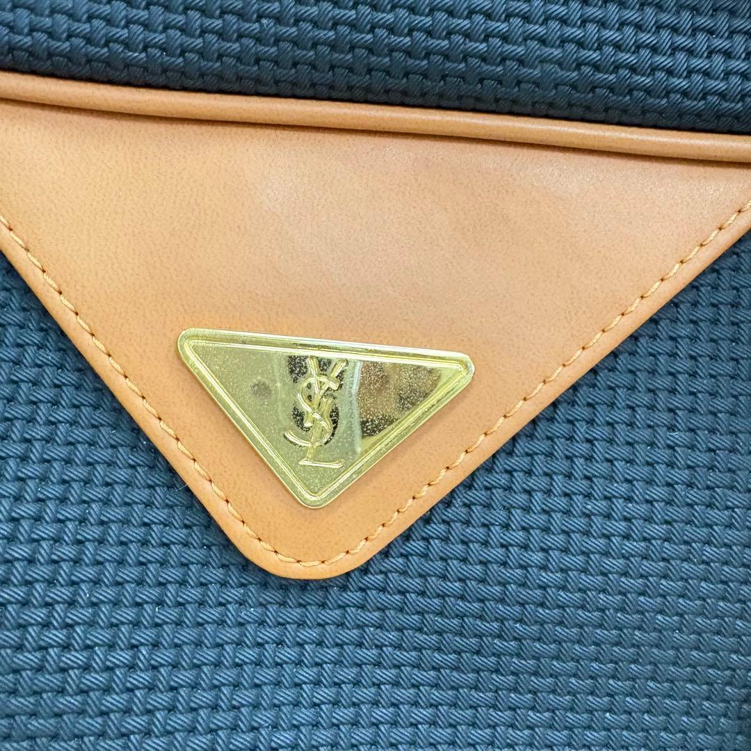 イブ・サンローラン ヴィンテージ ミニボストンバッグ レザー調 バイカラー