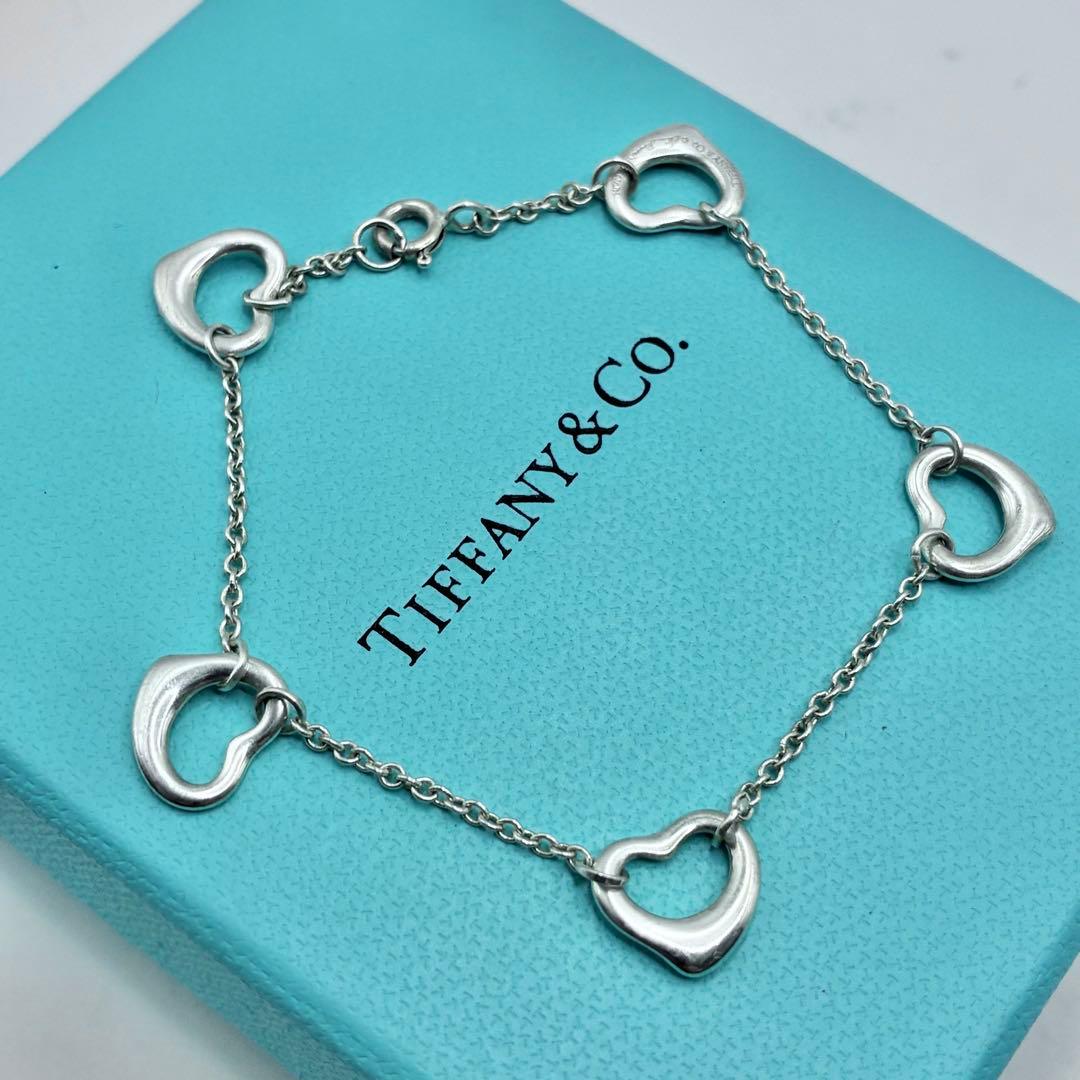 【美品】ティファニー　5連　オープンハート　ブレスレット　保存袋付き