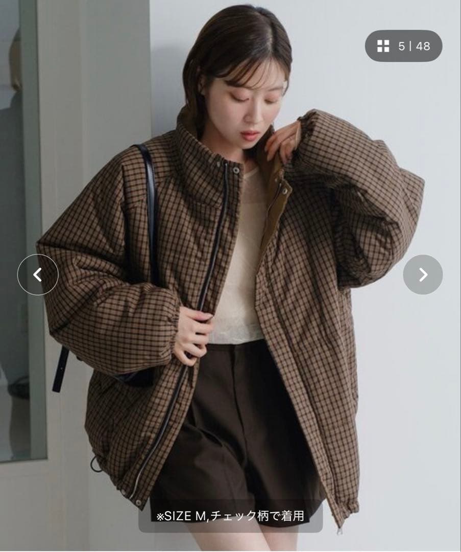 【♡♡♡さん専用】kastane チェック中綿リバーシブルアウター ブラウン　M