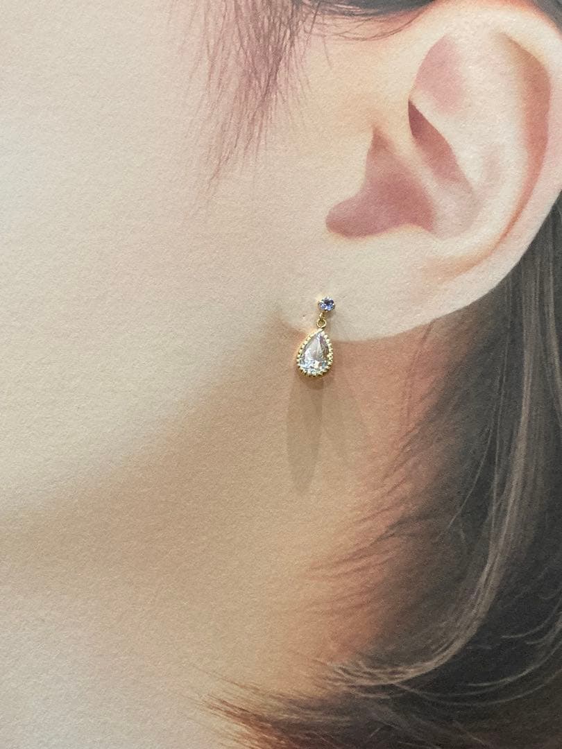 【新品未使用】k10 キュービックジルコニア　天然タンザナイト　ピアス