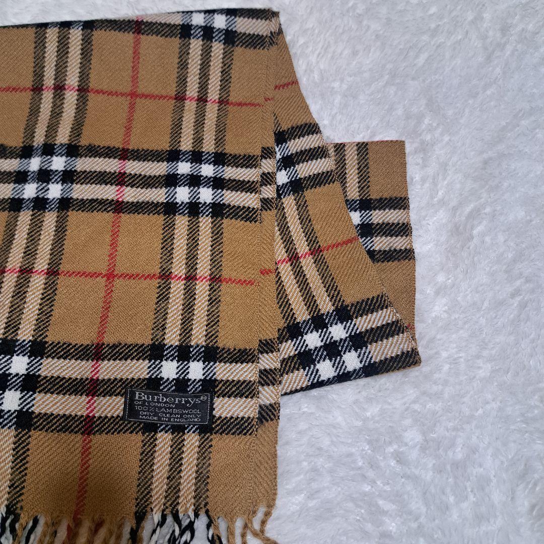 美品Burberry マフラーノバチェックウール100%ブラウン