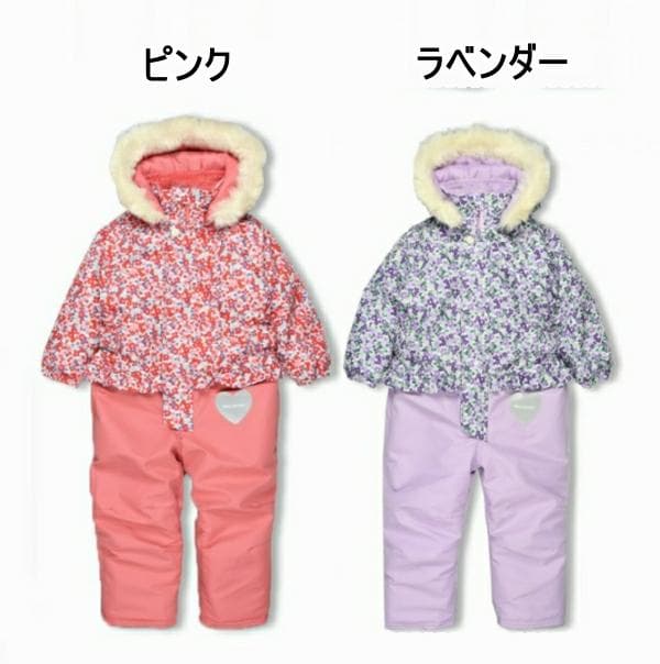 新品100 小花柄スノーコンビ・ジャンプスーツ
