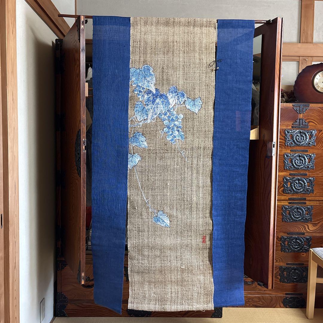 魯山人の四季 手描き本麻のれんコレクション 全4点 タペストリー 未使用品